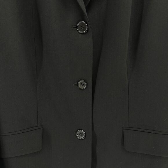 Vintage 90s Ann Taylor Black 100% Wool Minimalist Structured Blazer - Picture 3 of 8